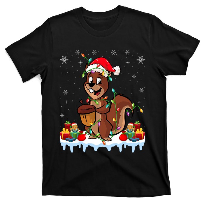 Chipmunk Wearing Santa Hat Xmas Chipmunk Lover Christmas T-Shirt