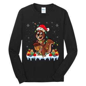 Chipmunk Wearing Santa Hat Xmas Chipmunk Lover Christmas Tall Long Sleeve T-Shirt