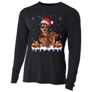 Chipmunk Wearing Santa Hat Xmas Chipmunk Lover Christmas Cooling Performance Long Sleeve Crew