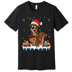 Chipmunk Wearing Santa Hat Xmas Chipmunk Lover Christmas Premium T-Shirt