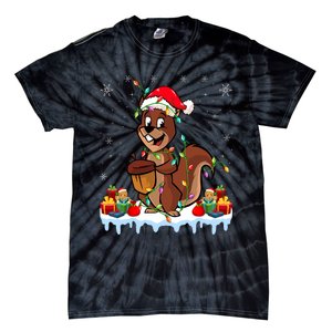 Chipmunk Wearing Santa Hat Xmas Chipmunk Lover Christmas Tie-Dye T-Shirt