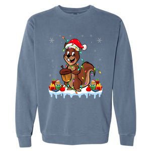 Chipmunk Wearing Santa Hat Xmas Chipmunk Lover Christmas Garment-Dyed Sweatshirt