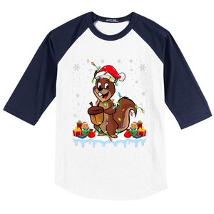 Chipmunk Wearing Santa Hat Xmas Chipmunk Lover Christmas Baseball Sleeve Shirt