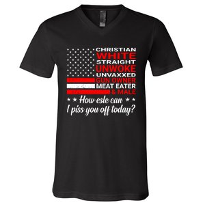 Christian White Straight Unwoke Unvaxxed Gun Owner V-Neck T-Shirt