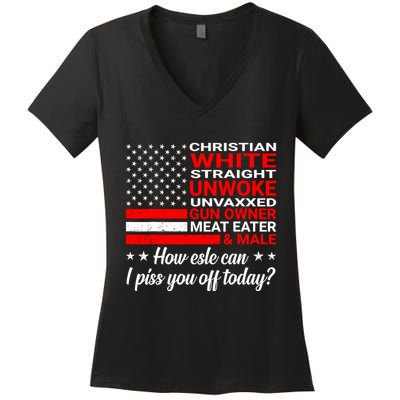Christian White Straight Unwoke Unvaxxed Gun Owner Women's V-Neck T-Shirt