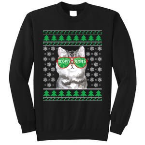 Cat With Sunglasses Meowy Ugly Christmas Sweater Sweatshirt