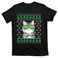 Cat With Sunglasses Meowy Ugly Christmas Sweater T-Shirt