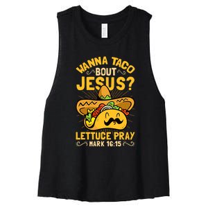 Christian Wanna Taco Bout Jesus Funny Women's Racerback Cropped Tank