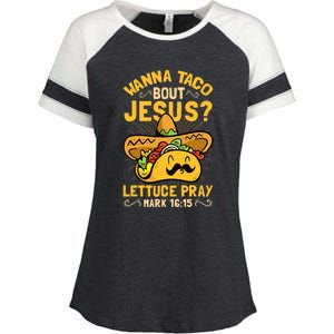 Christian Wanna Taco Bout Jesus Funny Enza Ladies Jersey Colorblock Tee