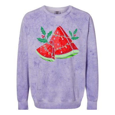 Christmas Watermelon Tropical Summer Christmas In July Colorblast Crewneck Sweatshirt