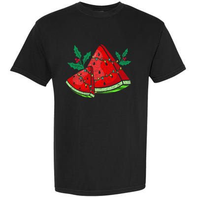 Christmas Watermelon Tropical Summer Christmas In July Garment-Dyed Heavyweight T-Shirt