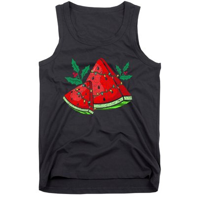 Christmas Watermelon Tropical Summer Christmas In July Tank Top