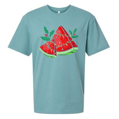 Christmas Watermelon Tropical Summer Christmas In July Sueded Cloud Jersey T-Shirt