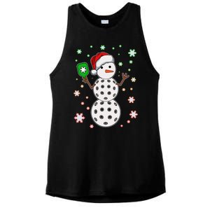 Christmas Winter Time Pickleball Snowman Ladies PosiCharge Tri-Blend Wicking Tank