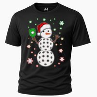 Christmas Winter Time Pickleball Snowman Cooling Performance Crew T-Shirt