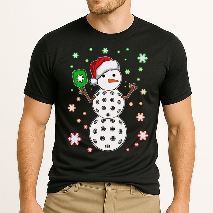 Christmas Winter Time Pickleball Snowman Cooling Performance Crew T-Shirt