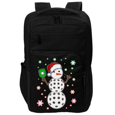 Christmas Winter Time Pickleball Snowman Impact Tech Backpack