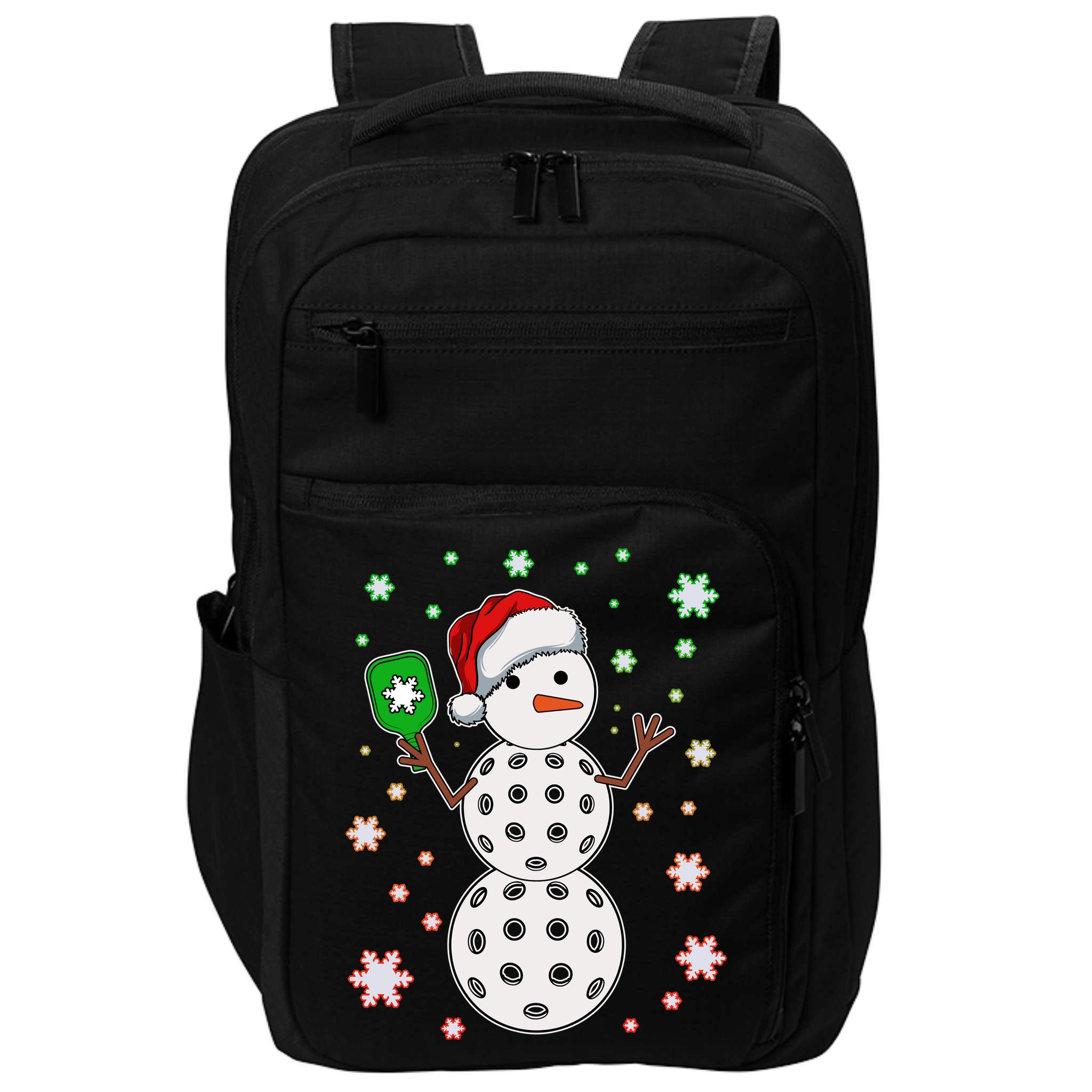 Christmas Winter Time Pickleball Snowman Impact Tech Backpack