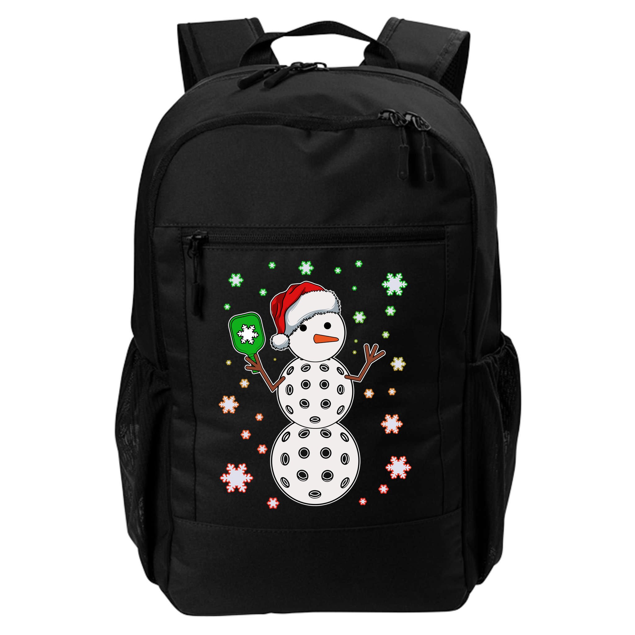 Christmas Winter Time Pickleball Snowman Backpack