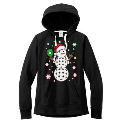 Christmas Winter Time Pickleball Snowman Women's Fleece Hoodie