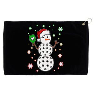 Christmas Winter Time Pickleball Snowman Grommeted Golf Towel