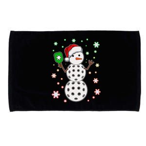 Christmas Winter Time Pickleball Snowman Microfiber Hand Towel