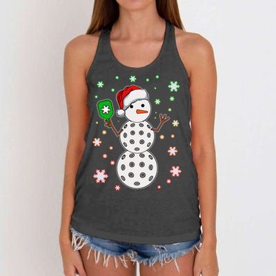 Christmas Winter Time Pickleball Snowman Women's Knotted Racerback Tank