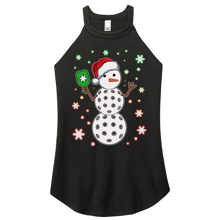 Christmas Winter Time Pickleball Snowman Women's Perfect Tri Rocker Tank