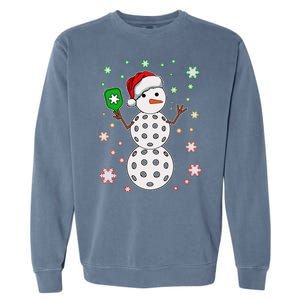 Christmas Winter Time Pickleball Snowman Garment-Dyed Sweatshirt