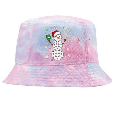 Christmas Winter Time Pickleball Snowman Tie-Dyed Bucket Hat