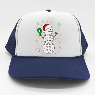 Christmas Winter Time Pickleball Snowman Trucker Hat