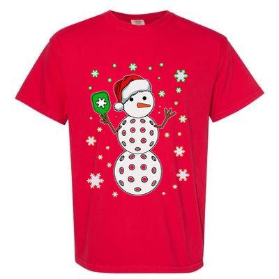 Christmas Winter Time Pickleball Snowman Garment-Dyed Heavyweight T-Shirt