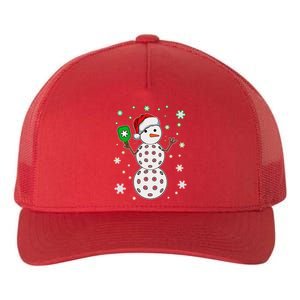 Christmas Winter Time Pickleball Snowman Yupoong Adult 5-Panel Trucker Hat