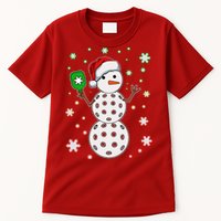 Christmas Winter Time Pickleball Snowman Tall T-Shirt