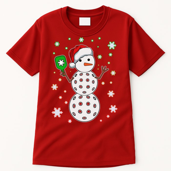Christmas Winter Time Pickleball Snowman Tall T-Shirt