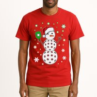 Christmas Winter Time Pickleball Snowman Tall T-Shirt