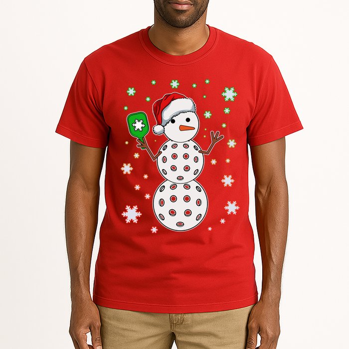 Christmas Winter Time Pickleball Snowman Tall T-Shirt