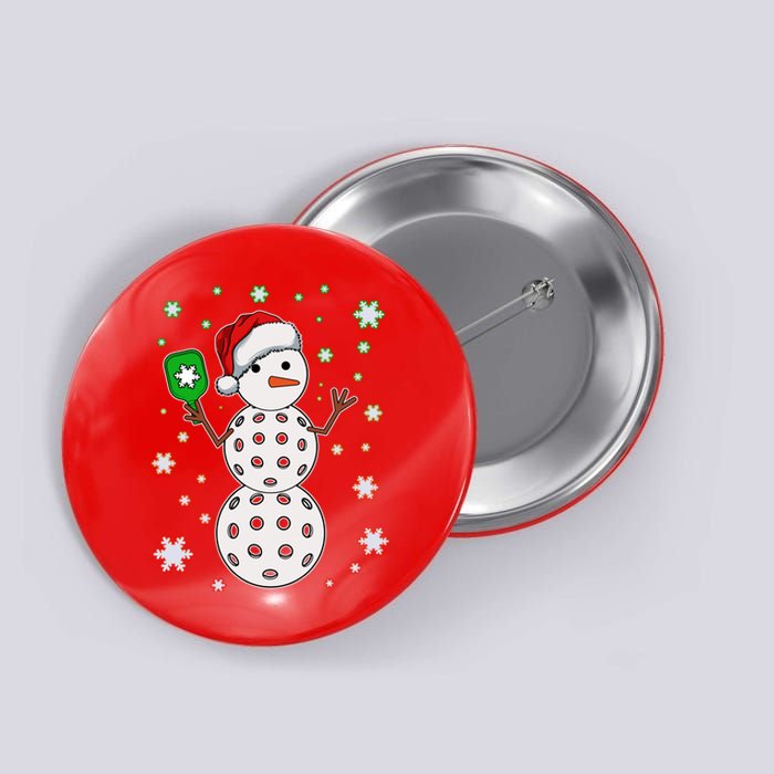 Christmas Winter Time Pickleball Snowman Button