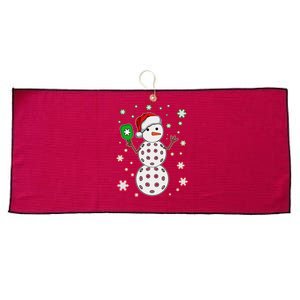 Christmas Winter Time Pickleball Snowman Large Microfiber Waffle Golf Towel