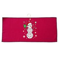 Christmas Winter Time Pickleball Snowman Large Microfiber Waffle Golf Towel