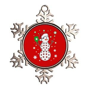 Christmas Winter Time Pickleball Snowman Metallic Star Ornament