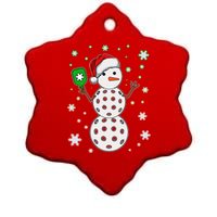 Christmas Winter Time Pickleball Snowman Ceramic Star Ornament