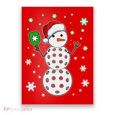 Christmas Winter Time Pickleball Snowman Poster
