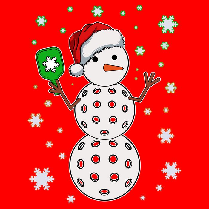 Christmas Winter Time Pickleball Snowman Baby Bodysuit