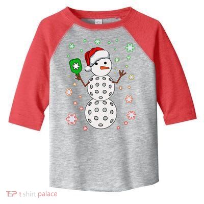 Christmas Winter Time Pickleball Snowman Toddler Fine Jersey T-Shirt
