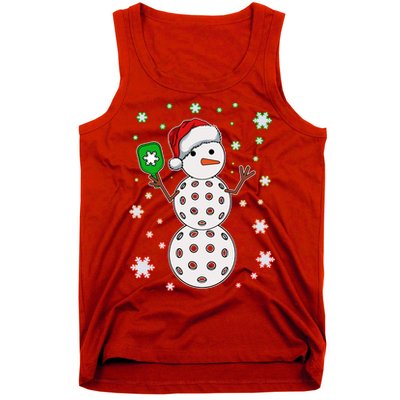 Christmas Winter Time Pickleball Snowman Tank Top
