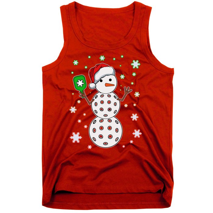 Christmas Winter Time Pickleball Snowman Tank Top