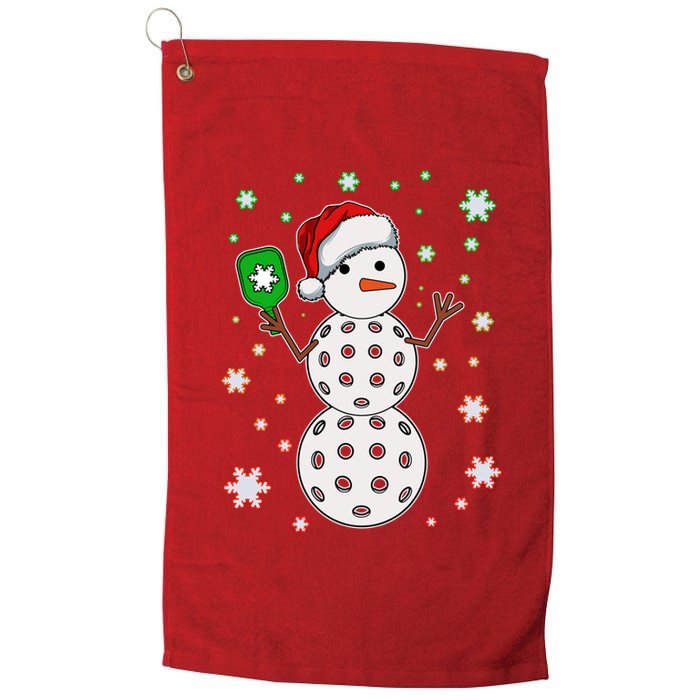 Christmas Winter Time Pickleball Snowman Platinum Collection Golf Towel