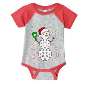 Christmas Winter Time Pickleball Snowman Infant Baby Jersey Bodysuit