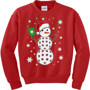 Christmas Winter Time Pickleball Snowman Kids Sweatshirt